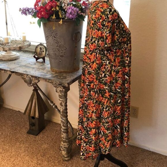 LuLaRoe orange and green Carly dress - Picture 3 of 7
